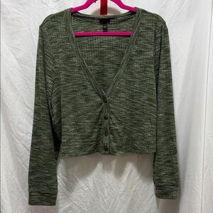 Torrid Green V-Neck Button-Down Top